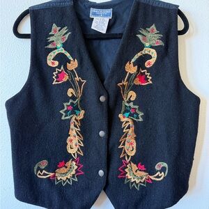 Embroidered Erika Classics Black Vest with Floral Design